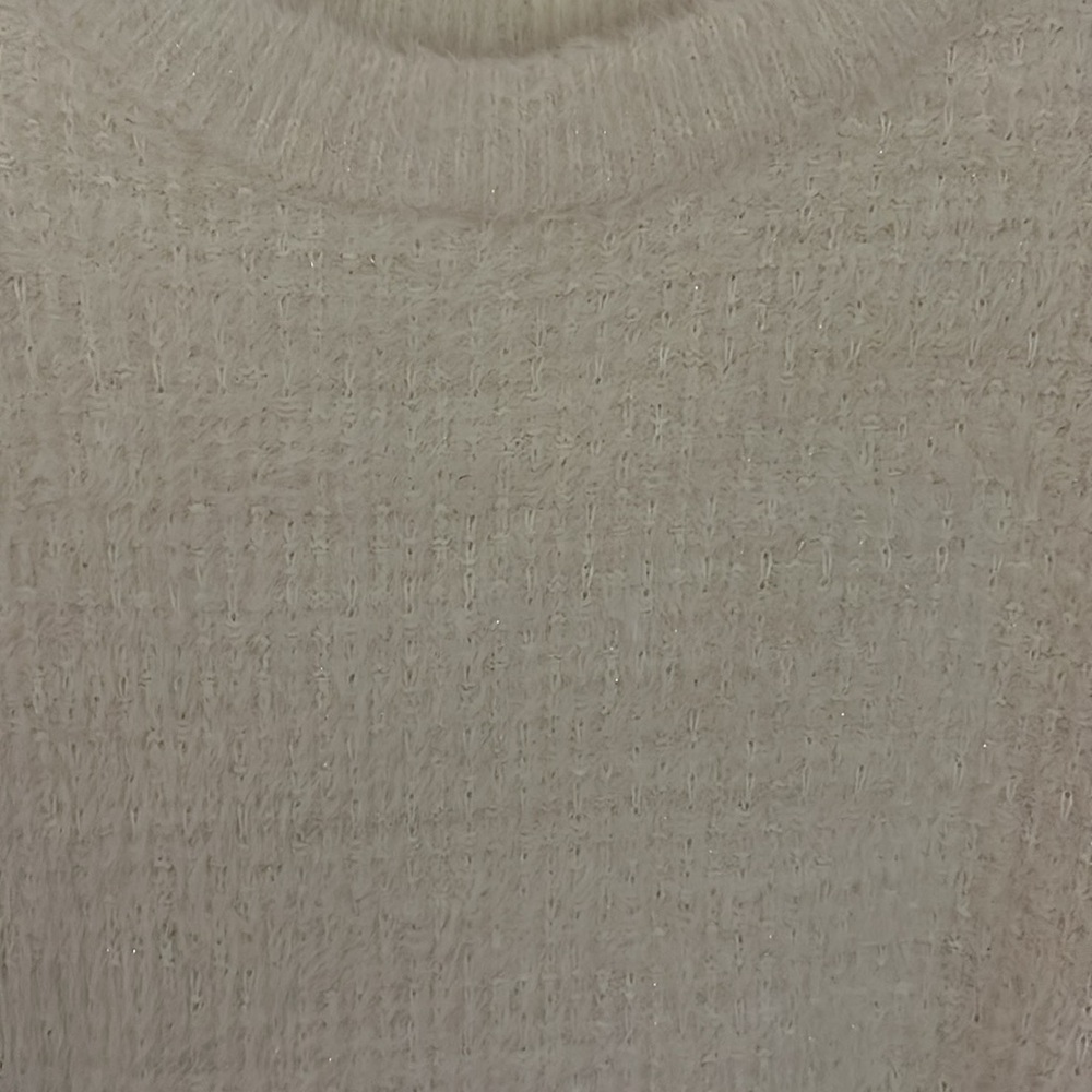 FRNCH white eyelash sweater with gold threading size small/medium - Picture 3 of 5